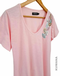 Remera V OVERSIZE (XL) STRASS FLAME ROSE en internet