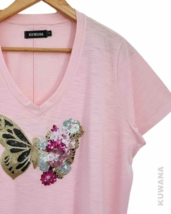 Remera V OVERSIZE (XL) BUTERFLY ROSE FLAME - comprar online