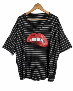 Remerón ESMERALDA OVERSIZE (XXL) RAYADO LIPS BLACK