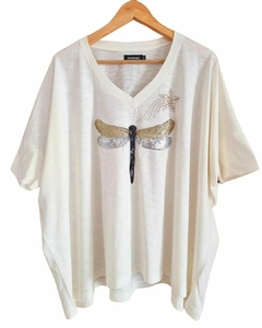 Remerón V Manga 3/4 OVERSIZE (XXL) LIBELULA CREAM