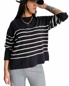 Sweater BREMER RAYADO BLACK - Kuwana Mayorista