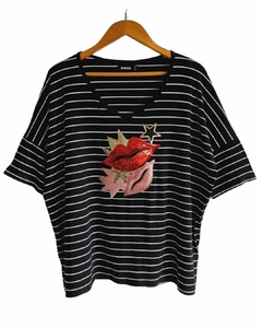 Remerón V Manga 3/4 OVERSIZE (XXL) RAYADO LIPS