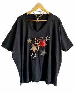 Remerón V Manga 3/4 OVERSIZE (XXL) STARS PRINT BLACK