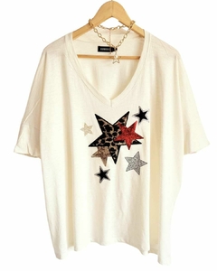 Remerón V Manga 3/4 OVERSIZE (XXL) STARS PRINT CREAM