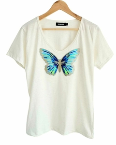 Remera V Butterfly FLAME PREMIUM CREAM [4 TALLES]