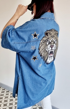 Camisaco Largo Denim OVER TIGER FEAR (L al XXL) en internet