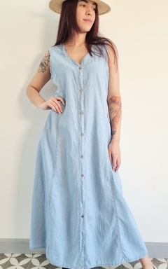 Vestido Camisero DENIM EVASE SARA ( L a XXL) - Kuwana Mayorista