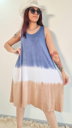 Vestido Solero (XL/XXL) Oversize Blue Beige en internet