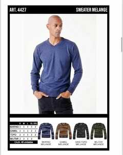 Sweater escote V Melange 4427/28 - comprar online