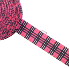 Fita Importada Quadriculada Rosa/Preto (38mm)