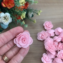 Flor Tipo Tecido 3cm Rosa Claro - comprar online