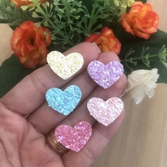 Aplique Patch Glitter Flocado Mini Coração (2cm)