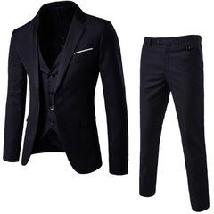DIHOPE 2020 Men's Fashion Slim Suits Men's Business Casual Groomsman three-piece Suit Blazers Jacket Pants Trousers Vest Sets - comprar online
