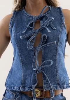 Blusa jeans amarração