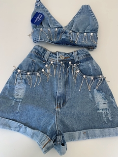 Conjunto all jeans brilho