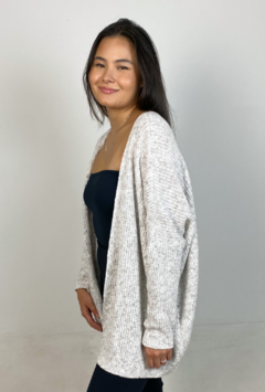 Cardigan Tricot Cozy Cinza Claro