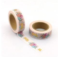 Washi tape - hello spring (foil dourado)