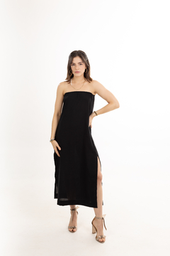 Vestido Fenda Preto