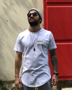 Dedo No Cu e Gritaria Longline Salsicha T-shirt FRENTE