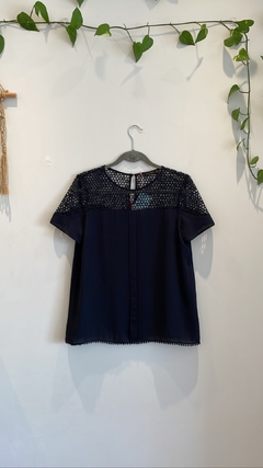 Blusa Renda Marinho Zara M