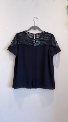 Blusa Renda Marinho Zara M na internet