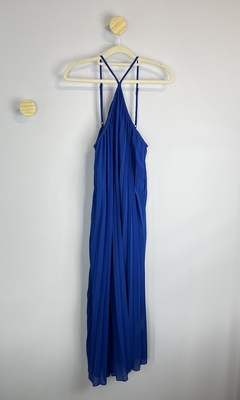 Vestido Plissado Azul Shein P