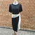 vestido midi preto e branco - tam gg - shein