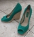 Sapato peep toe verde Anabela - Tam 34 - SHOESTOCK