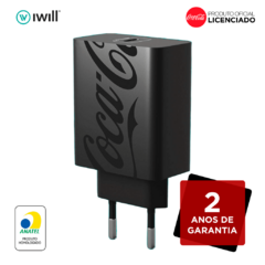 CARREGADOR USB-C 20W COKE - PRETO - IWILL