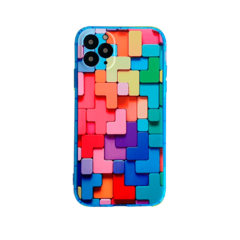 IPHONE 11 PRO MAX - CAPA SILICONE BLOCOS - BORDA AZUL