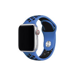 PULSEIRA APPLE WATCH 42/44MM - SILICONE SPORT AZUL AQUAMARINE E PRETO