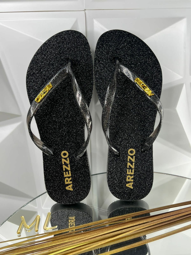 Chinelo Feminino Adulto Arezzo Glitter Preto