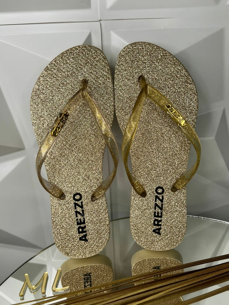 Chinelo Feminino Adulto Arezzo Glitter Dourada