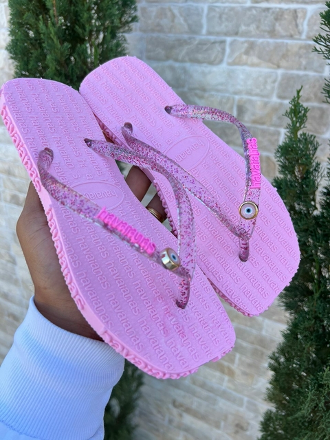 Chinelo Feminino Adulto Havaianas Olho Grego Alto Relevo Rosa BB