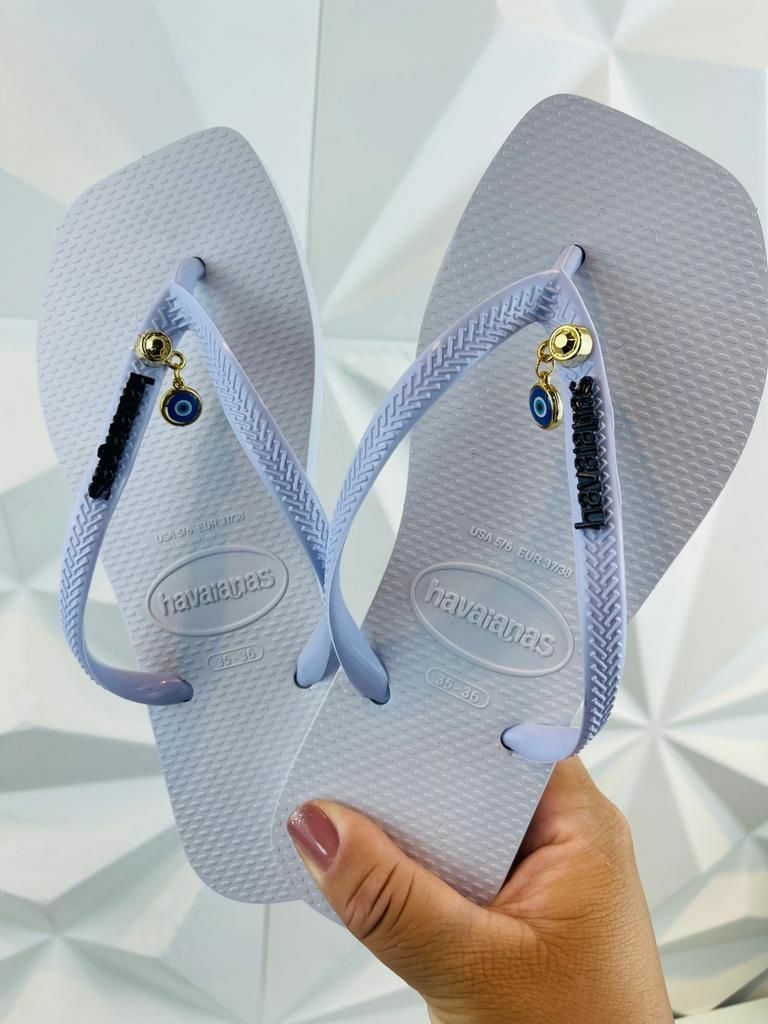 Chinelo Feminino Adulto Havaianas Olho Grego Branca Detalhe