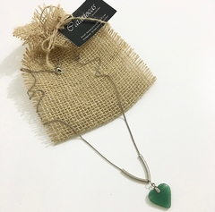 Longuinho Prateado Heart Green