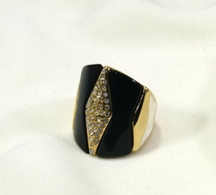 Anillo Acrilico Negro con Zirconia