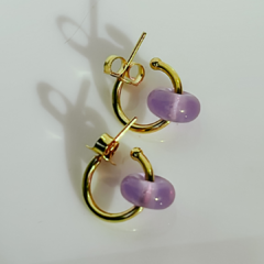 Brinco Verona com pingente violeta em cristal Murano