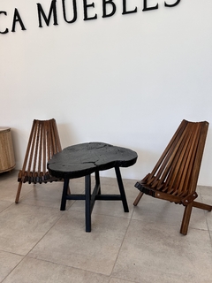 COMBO SILLITA MATERA X2 + MESA RODAJA MADERA