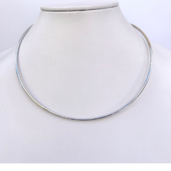 Choker Aro Slim Banhado Rodio Branco