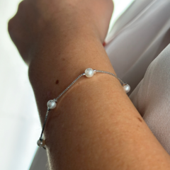 Pulseira Perola Banhado Rodio Branco - comprar online