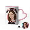 Caneca Coração com Foto Caricatura e Nome