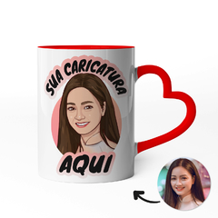 Caneca Coração com Foto Caricatura e Nome na internet