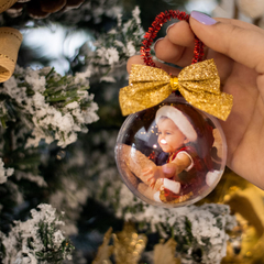 Bolinha de Natal em Acrílico com Foto - KIT COM 6 ou UNIDADE - Mai Personalizados