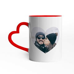 Caneca Nossa Data com Foto e Alça de Coração - comprar online