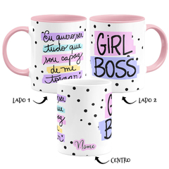 Caneca Girl Boss com Nome - Rosa - comprar online