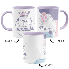 Caneca Lute Pelo que Acredita com Nome - Lilás - comprar online