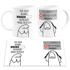 Caneca Flork Meme Por Favor Aguarde Instalando Paciência