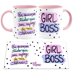 Caneca Girl Boss com Nome - Rosa