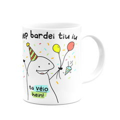 Caneca Flork Meme Hep bardei tiu iu Aniversário na internet